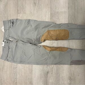Light Gray Women's Riding Breeches with Suede Knee Patches